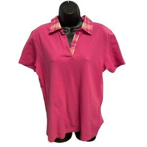 TALBOTS, Women’s Pink Golf/Polo‎ Short Sleeve Shirt, Size Large, 100% Cotton